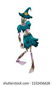 Zombie girl. Cute young woman in flat style going for Halloween party. Vector illustration in flat cartoon style. Element for your design, prints and greeting card