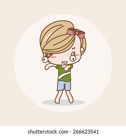 Zombie Girl / Lady / Woman Isolated Vector / Image / Illustration / Drawing / Cartoon / Animation