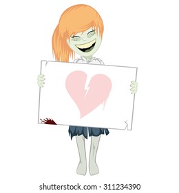 Zombie girl and whiteboard    Lovely little ginger zombie girl and whiteboard (place your text there)