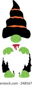 Zombie gnome. Halloween gnome vector illustration.