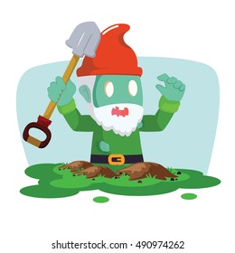 zombie gnomes outfrom ground vector illustration design