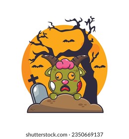 Zombie goat rise from graveyard in halloween day. 
