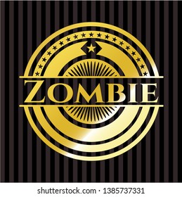 Zombie gold badge or emblem. Vector Illustration. Detailed.