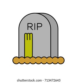 Zombie and grave. Gravestone and dead man. Halloween illustration