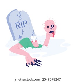 Zombie grave illustration in flat style 