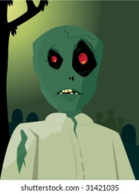 Zombie in graveyard 2 - vector