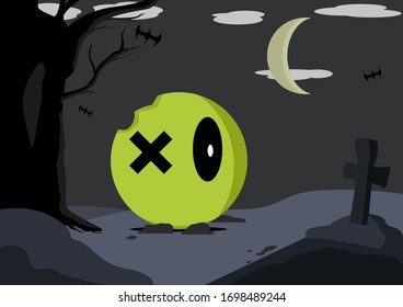 Zombie en el emoticono del cementerio
