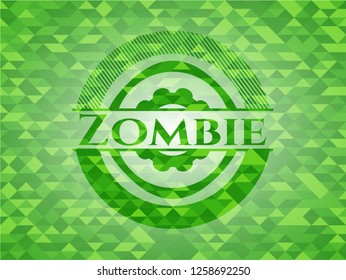 Zombie green emblem with mosaic background