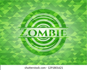 Zombie green emblem with mosaic ecological style background
