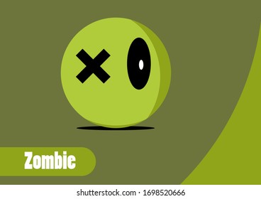 Emoticon verde zombie con fondo