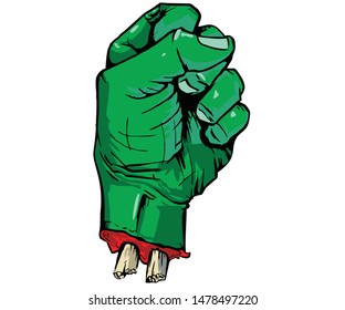 Zombie green hand t shirt design