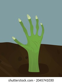 Zombie green hand. vector illustration