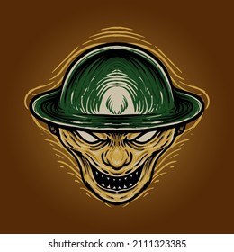 The zombie with green hat vector illustration
