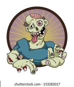 zombie greeting sign, sticker, vector illustration