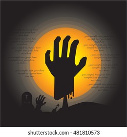 Zombie greeting vector silhouettes theme set