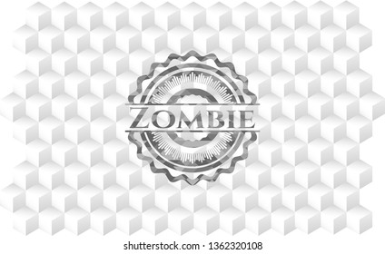 Zombie grey emblem. Retro with geometric cube white background