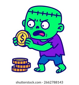 Zombie schützt sein hart verdientes Geld