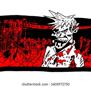 zombie guy in the crowd. Vecto sketch