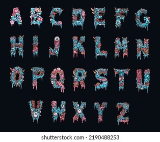 Zombie Halloween Alphabet Letter Set By Grouping Each Letter