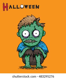 Zombie Halloween background vector by hand drawing.