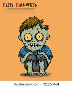 Zombie Halloween background vector by hand drawing.