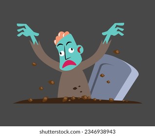 Zombie . Halloween cartoon characters . Vector .