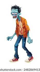 Zombie halloween character cartoon illustration. Vector isolated on white background