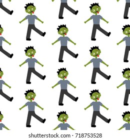 Zombie halloween costume pattern on the white background. Vector illustration