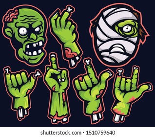 Zombie Halloween Hand Gesture Character
