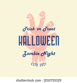 Zombie halloween hand for t-shirt halloween print. Fear or horror spooky skeleton of happy halloween for design dark walking dead party