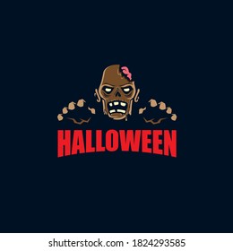 Zombie Halloween head vector symbol illustration