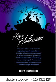 Zombie halloween illustration scene
