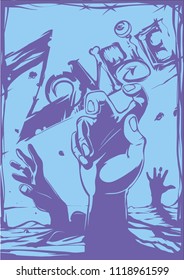 Zombie halloween ink sketch style