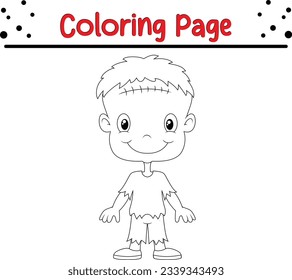 Zombie Halloween Isolated Coloring book. funny Halloween coloring page for kids