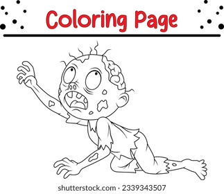 Zombie Halloween Isolated Coloring book. funny Halloween coloring page for kids