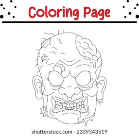 Zombie Halloween Isolated Coloring book. funny Halloween coloring page for kids