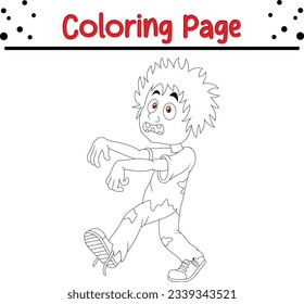 Zombie Halloween Isolated Coloring book. funny Halloween coloring page for kids