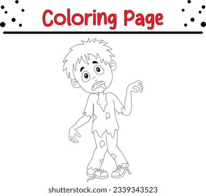 Zombie Halloween Isolated Coloring book. funny Halloween coloring page for kids