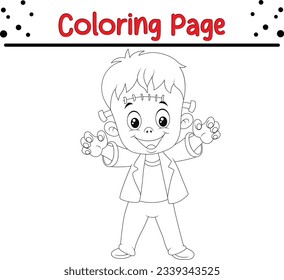 Zombie Halloween Isolated Coloring book. funny Halloween coloring page for kids