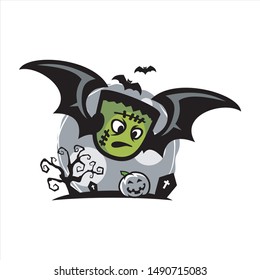 Zombie Halloween Moon Theme Cartoon Vector