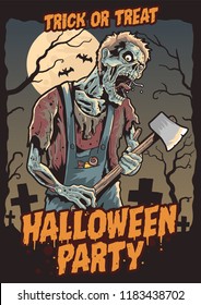 Zombie halloween party. vector editable layer