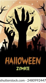 zombie halloween poster, halloween night scary full color, vector illustration design