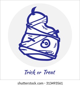 Zombie halloween pumpkin. Vector Happy Halloween illustration. Trick or Treat Holiday.