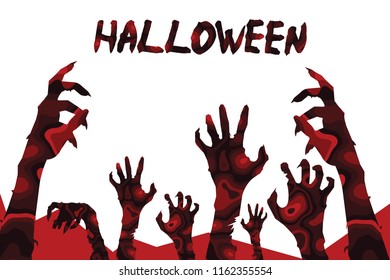 Zombie hand Abstract illustration vector,banner background,halloween set 