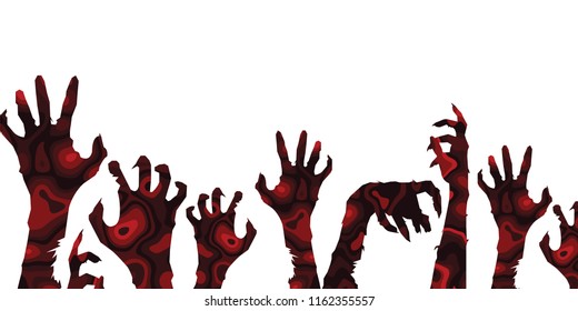 Zombie hand Abstract illustration vector,banner background,halloween set 