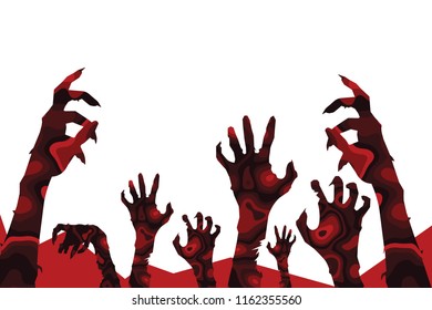 Zombie hand Abstract illustration vector,banner background,halloween set 
