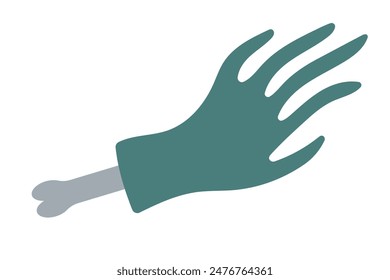 Zombie hand with a bone. Isolated vector illustration for halloween design