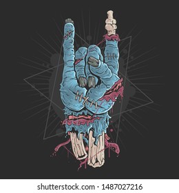 zombie hand with bones and blood artwork 