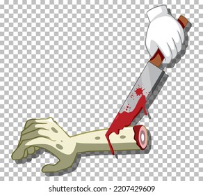 Zombie hand in cartoon style illustration
