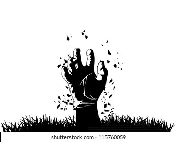 Zombie hand coming out from grave